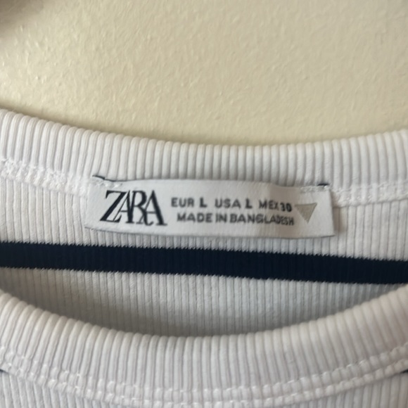 NWOT Zara Navy White Stripe Crop Tank Top Sz L - Picture 3 of 4